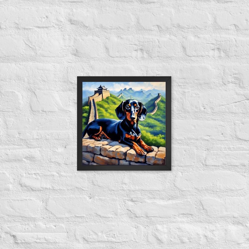 PugMug Custom Black Dachshund Framed Print