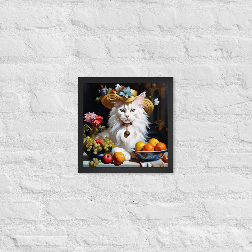 PugMug Custom White Maine Coon Cat Framed Print