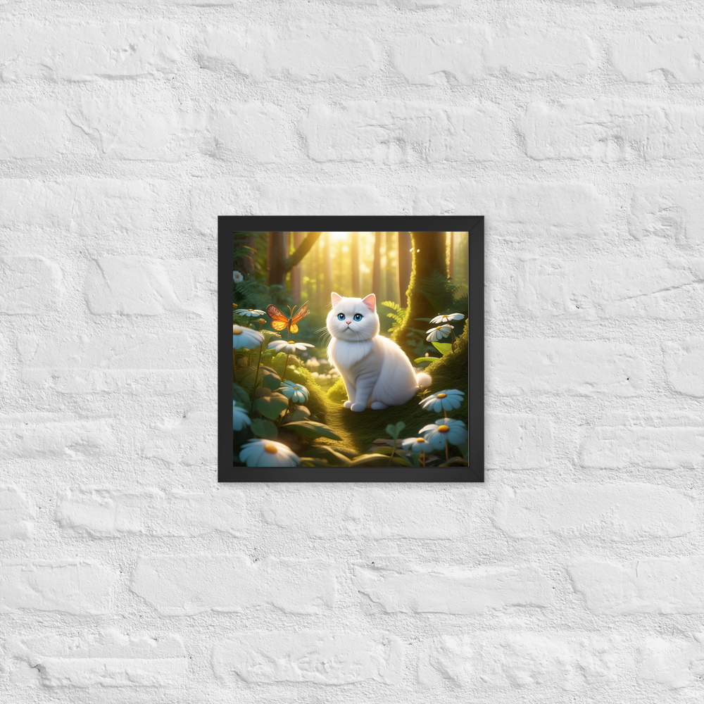 PugMug Custom White Scottish Fold Cat Framed Print