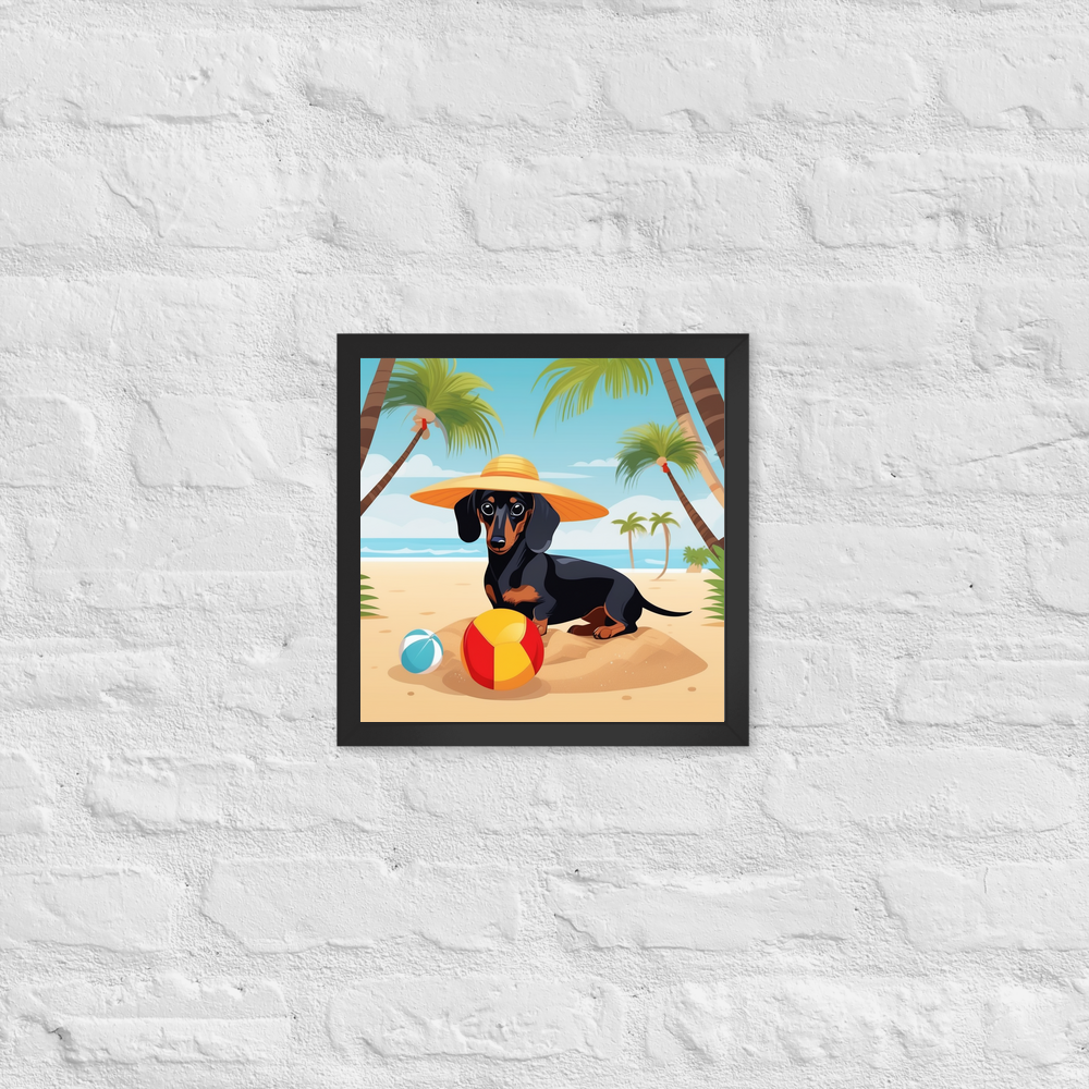 PugMug Custom Black Dachshund Framed Print
