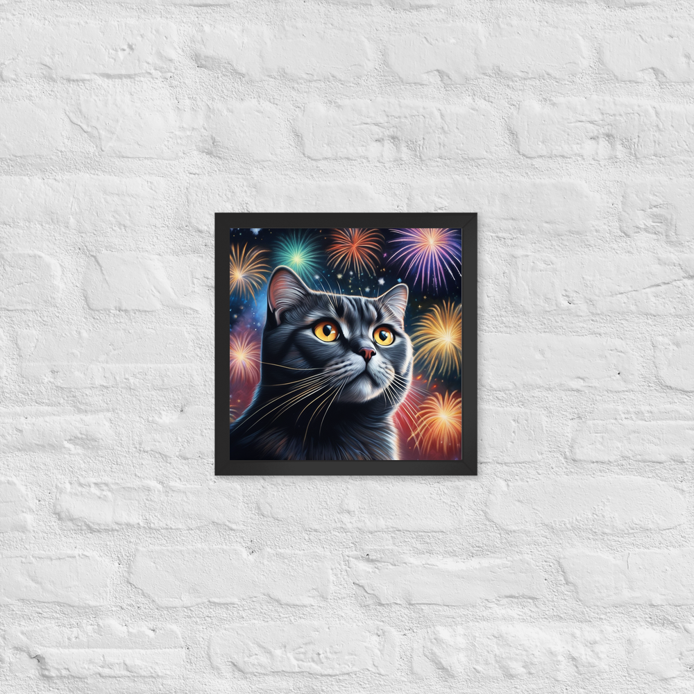 PugMug Custom Black Scottish Fold Cat Framed Print