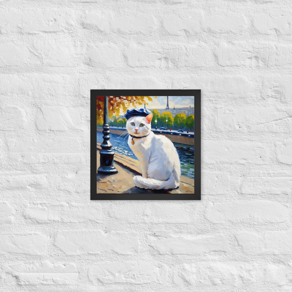 PugMug Custom White Companion Cat Framed Print