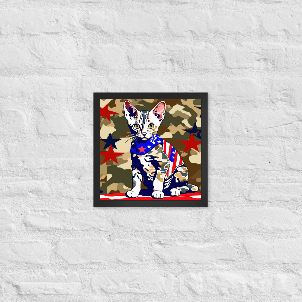 PugMug Custom Tabby Devon Rex Cat Framed Print