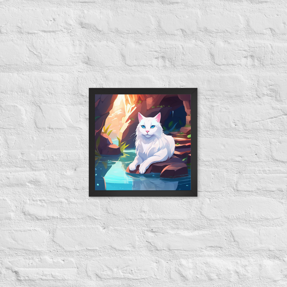 PugMug Custom White Companion Cat Framed Print