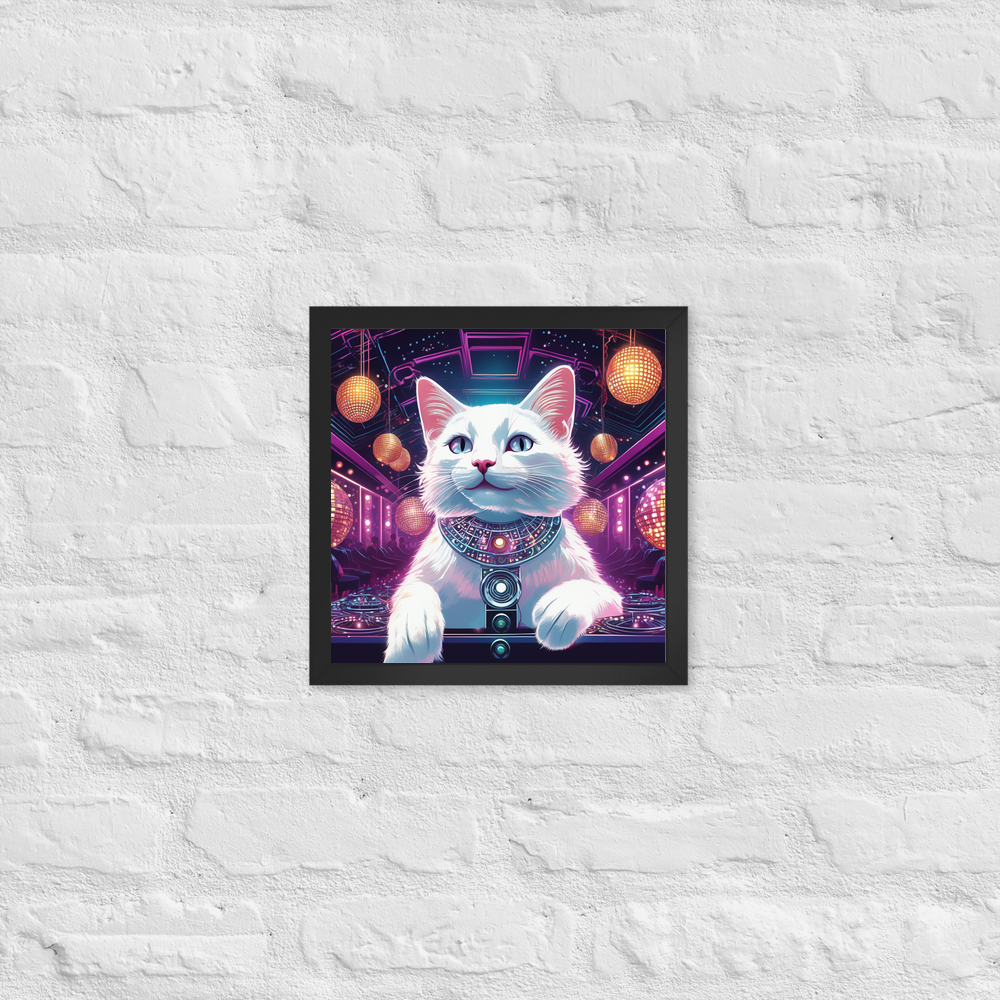 PugMug Custom White Companion Cat Framed Print