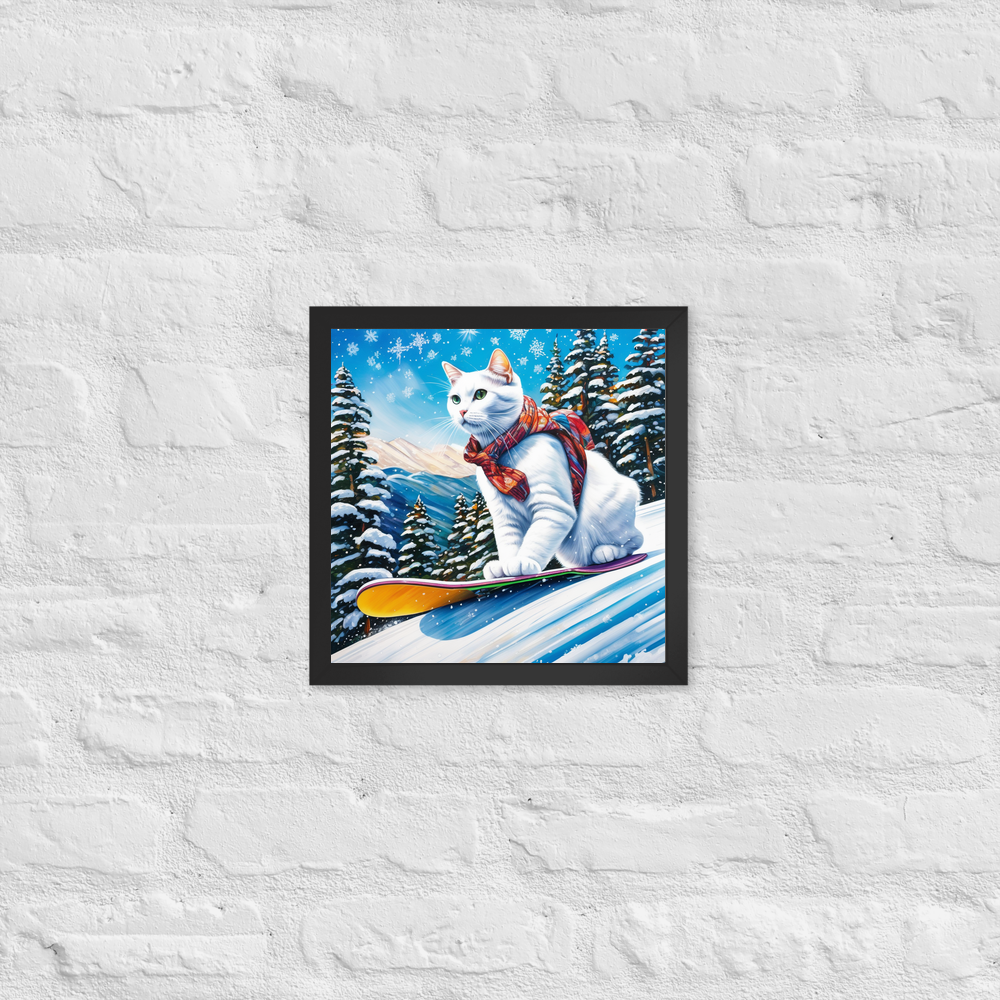 PugMug Custom White Companion Cat Framed Print