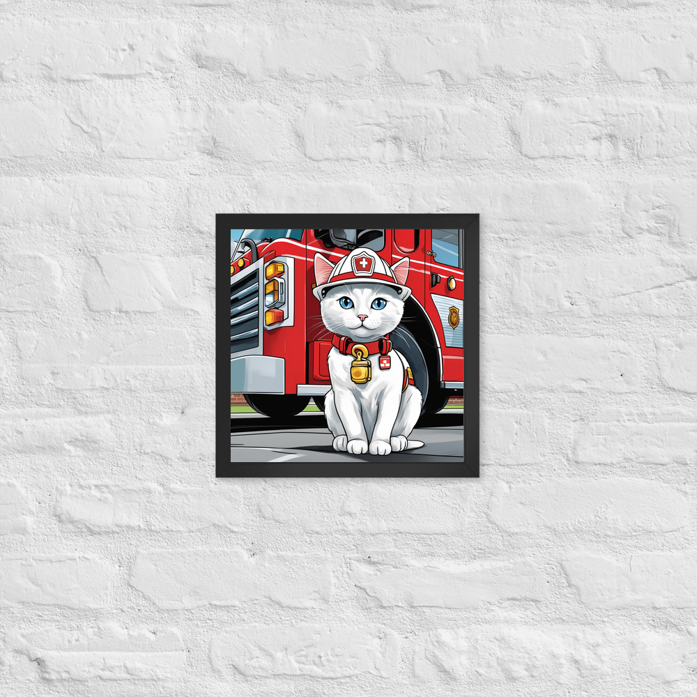 PugMug Custom White Companion Cat Framed Print