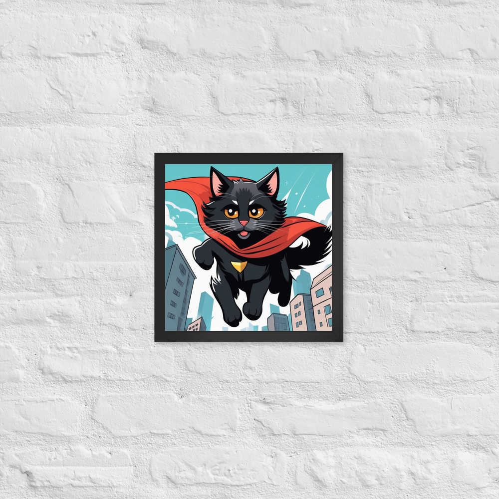 PugMug Custom Black Maine Coon Cat Framed Print