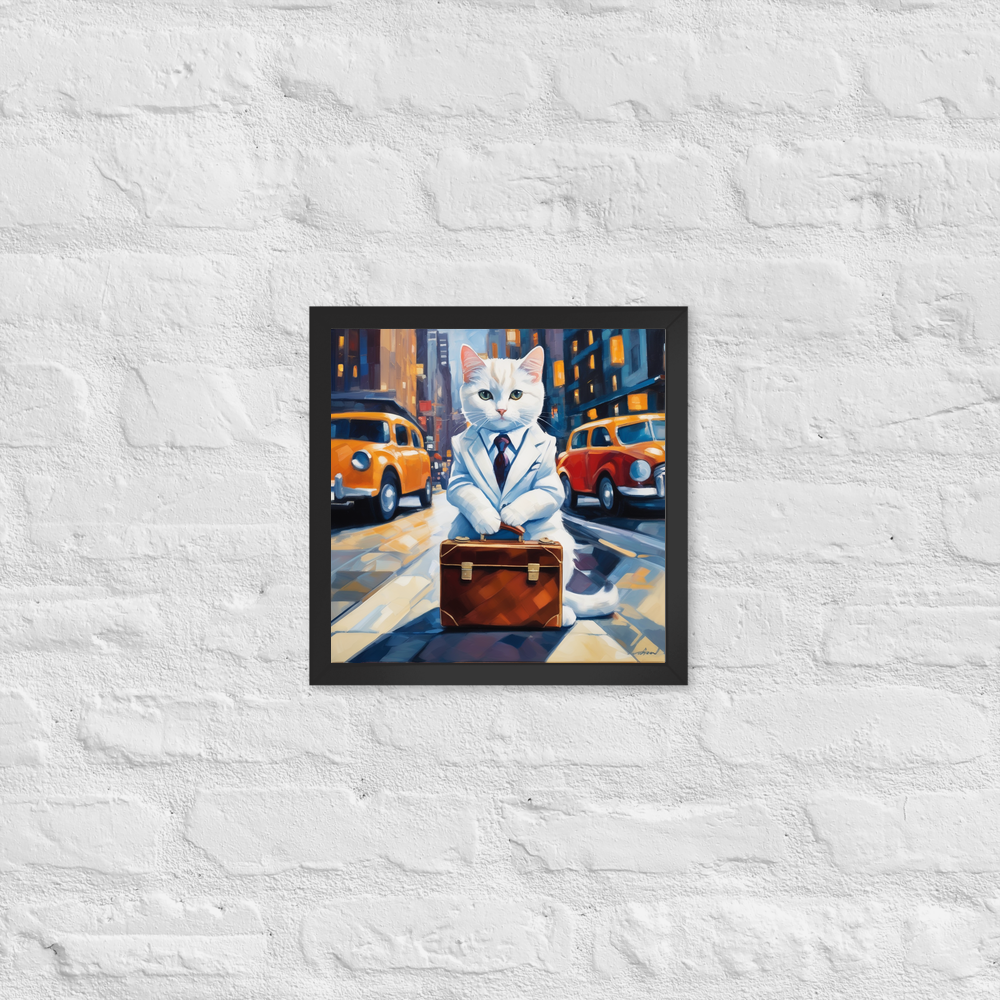 PugMug Custom White Companion Cat Framed Print