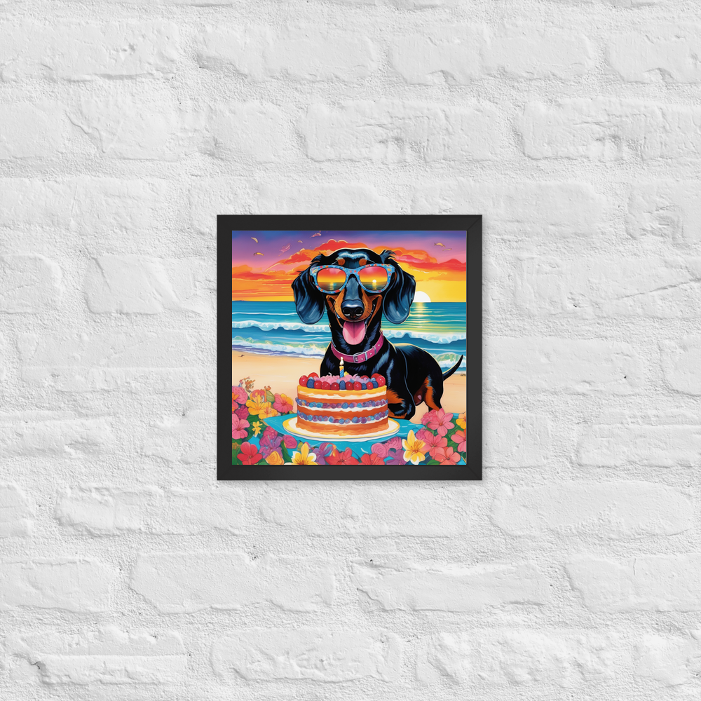 PugMug Custom Black Dachshund Framed Print