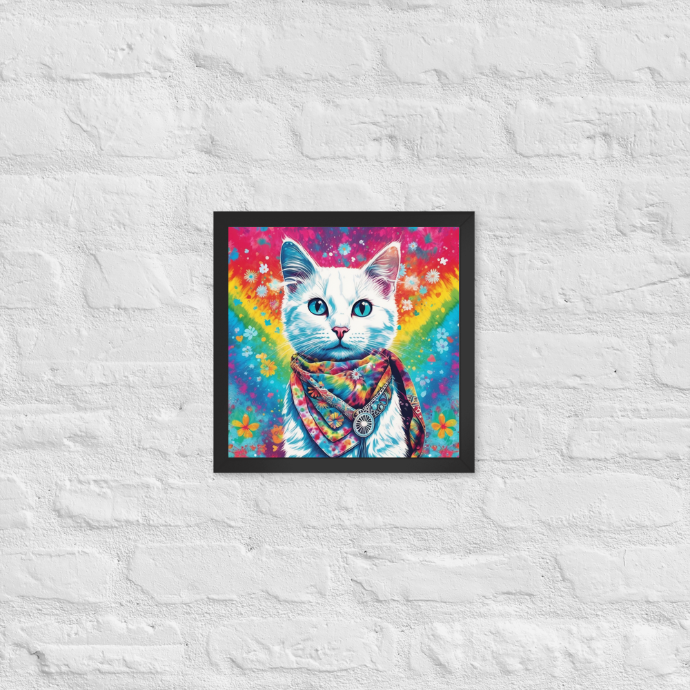 PugMug Custom White Companion Cat Framed Print