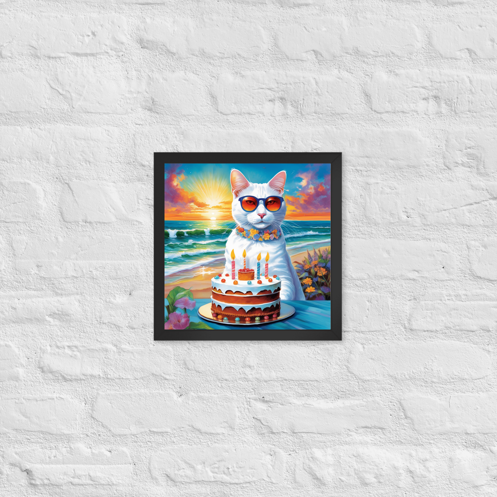 PugMug Custom White Companion Cat Framed Print