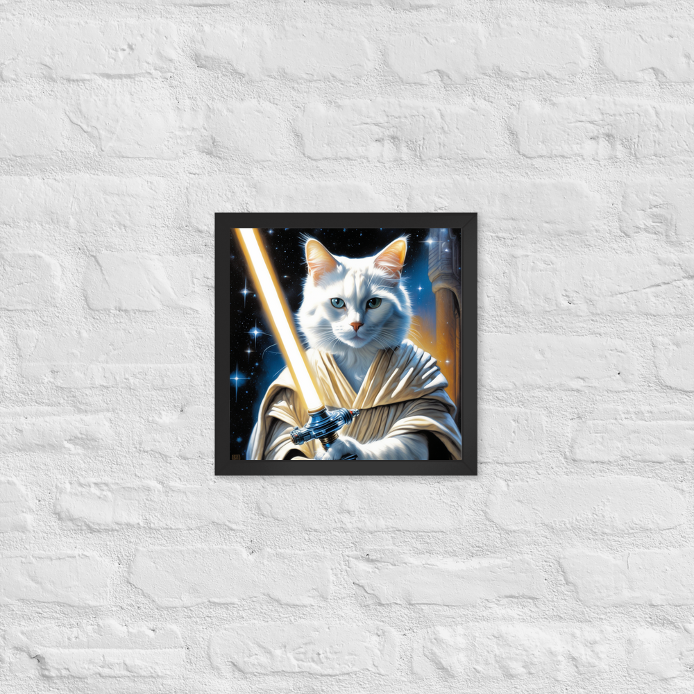 PugMug Custom White Companion Cat Framed Print