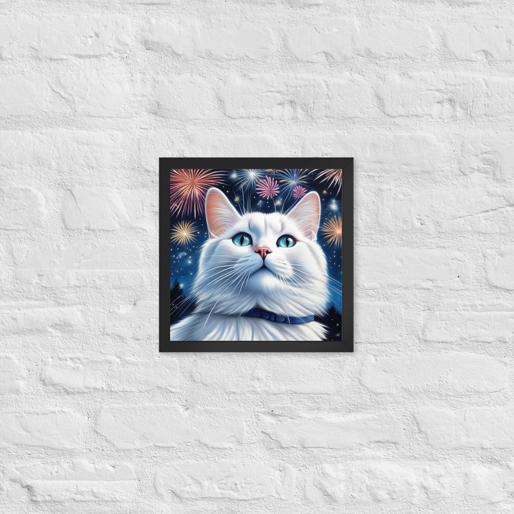 PugMug Custom White Companion Cat Framed Print