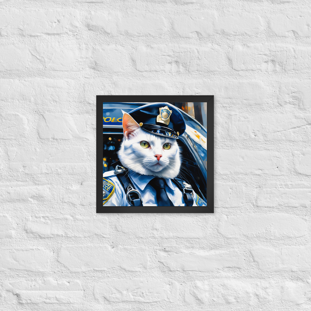 PugMug Custom White Companion Cat Framed Print