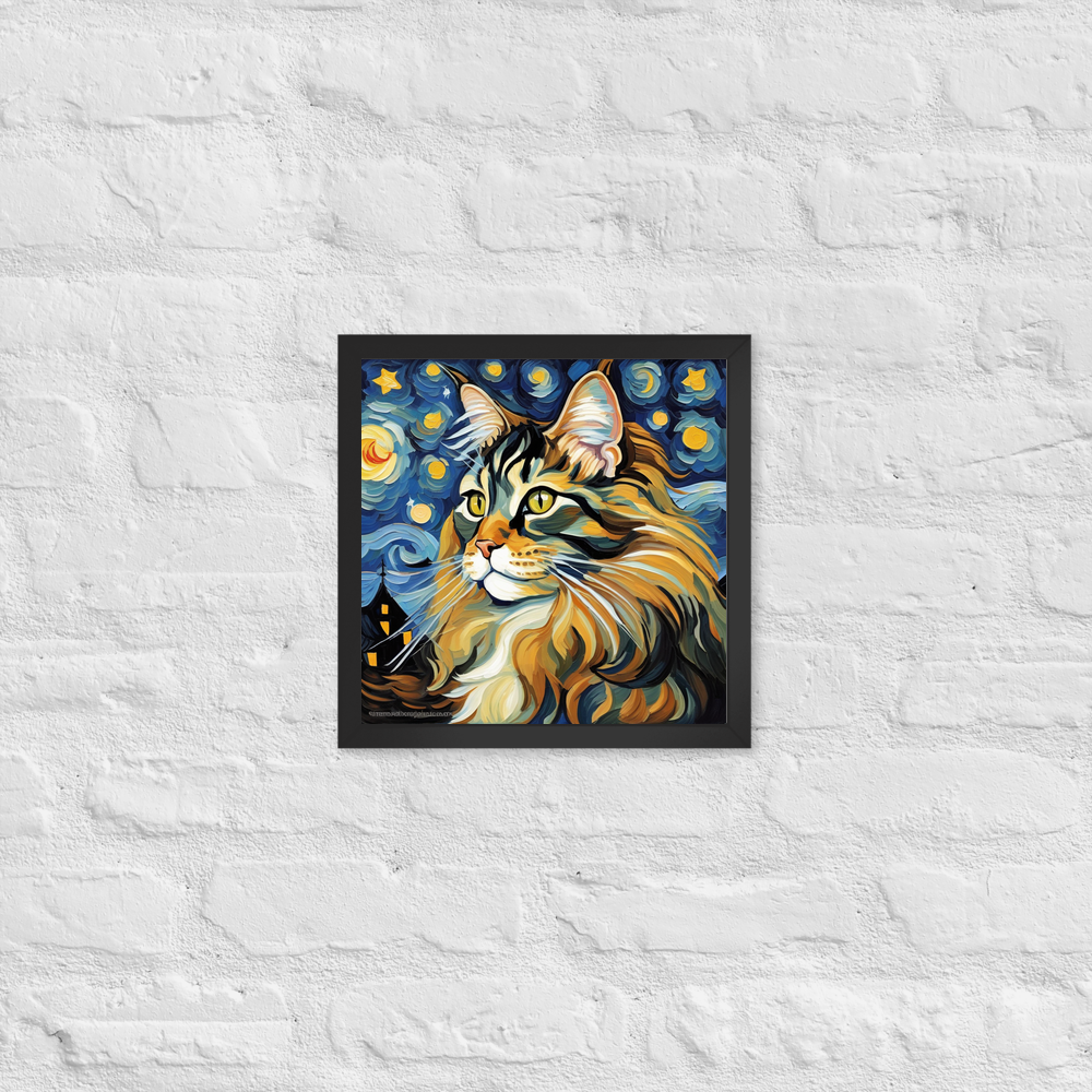 PugMug Custom Tabby Maine Coon Cat Framed Print