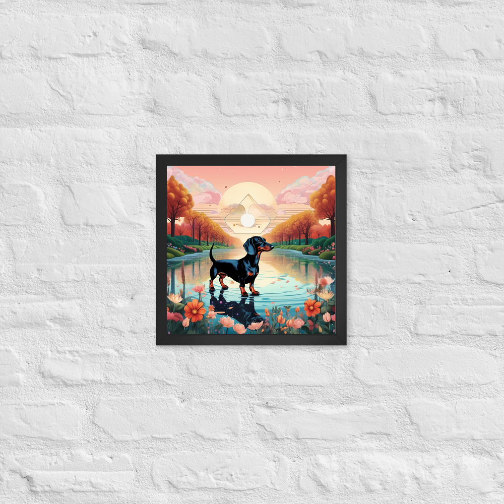 PugMug Custom Black Dachshund Framed Print