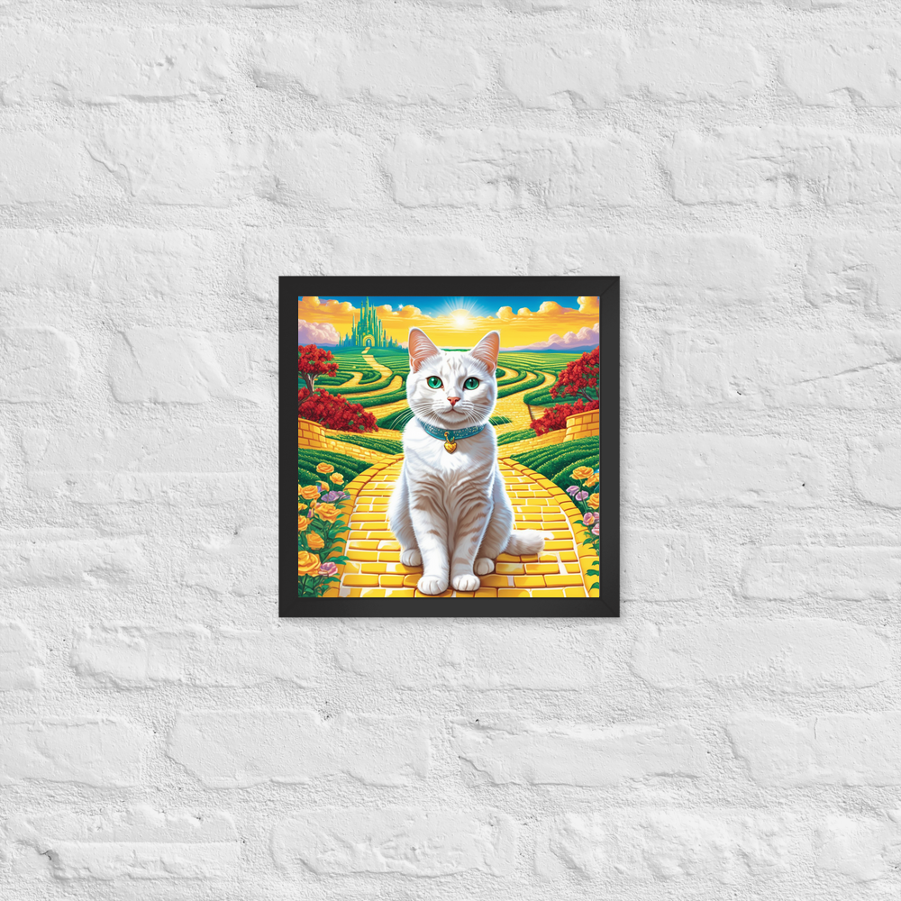 PugMug Custom White Companion Cat Framed Print