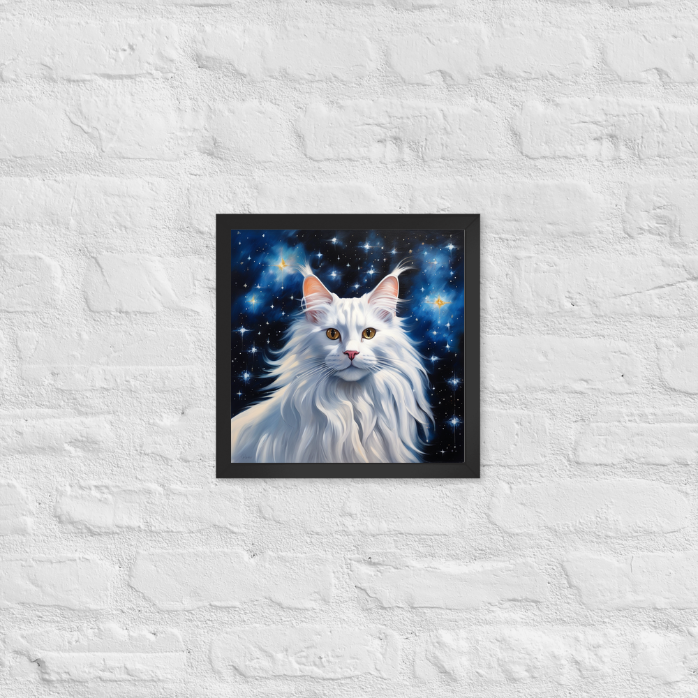 PugMug Custom White Maine Coon Cat Framed Print