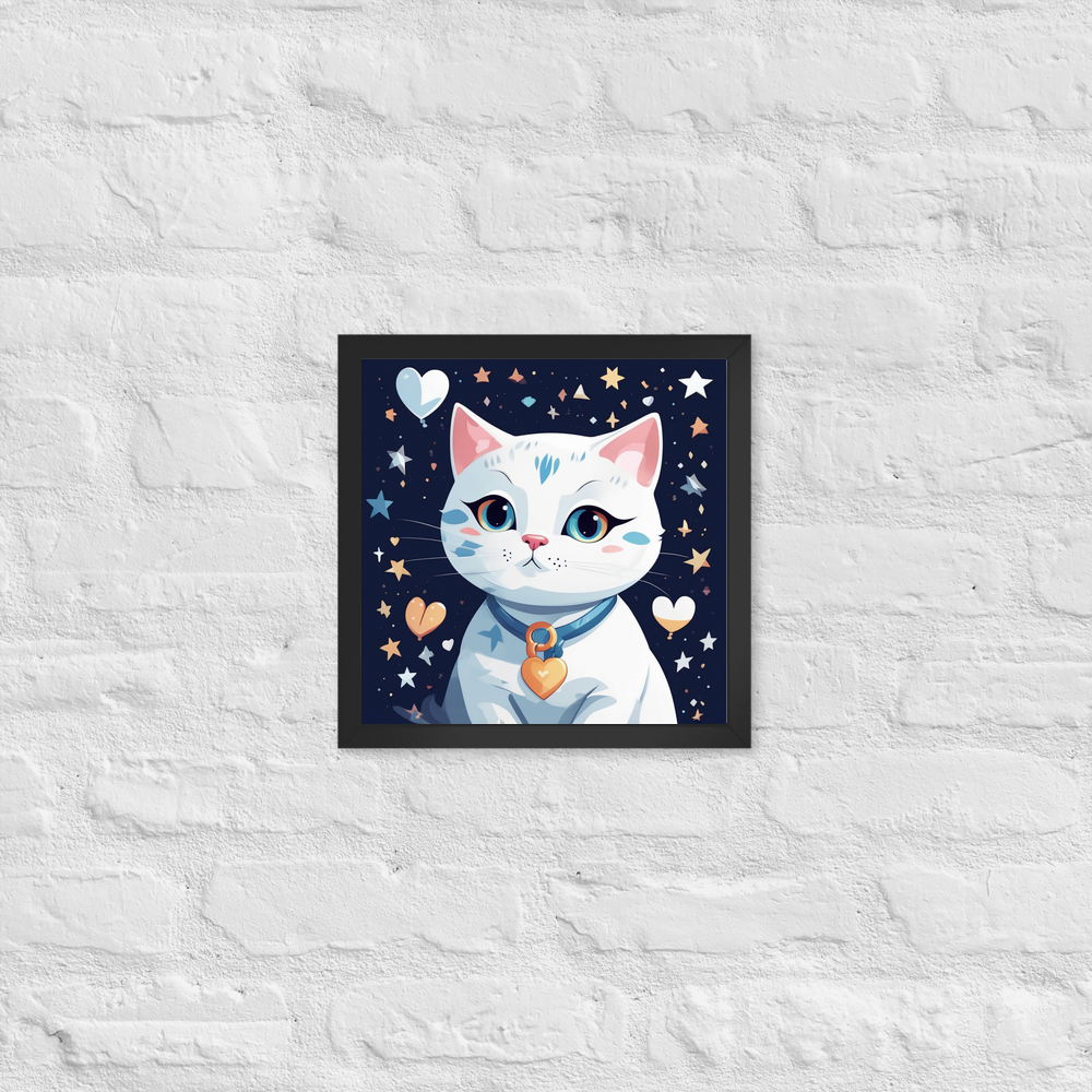 PugMug Custom White Companion Cat Framed Print