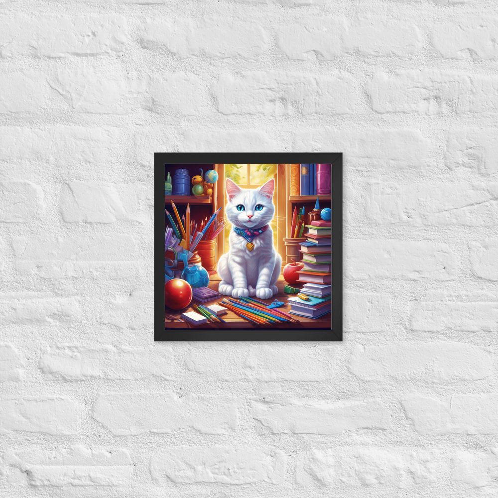 PugMug Custom White Companion Cat Framed Print