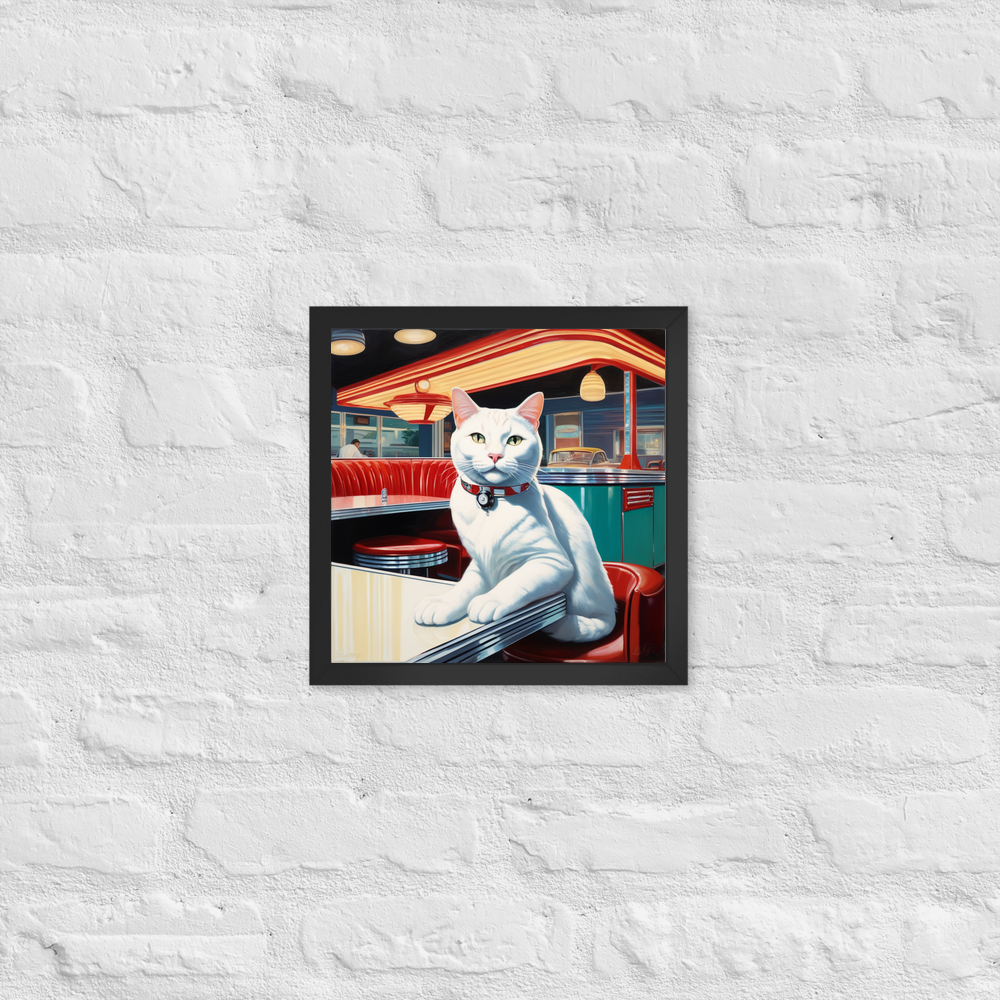 PugMug Custom White Companion Cat Framed Print