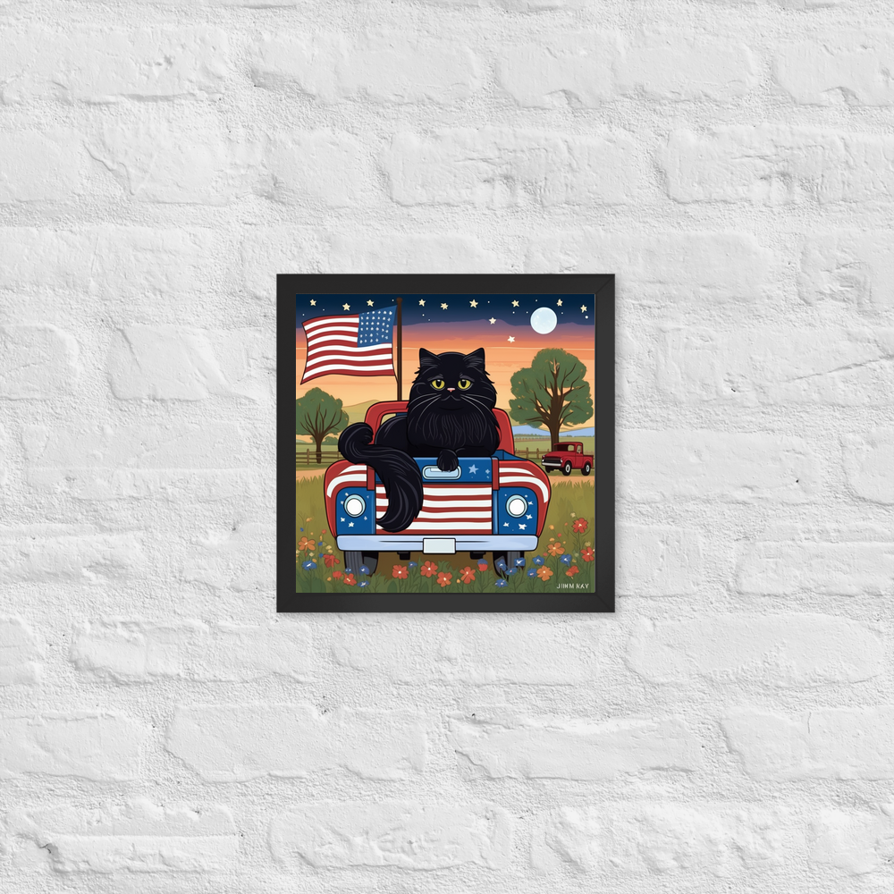 PugMug Custom Black Persian Cat Framed Print
