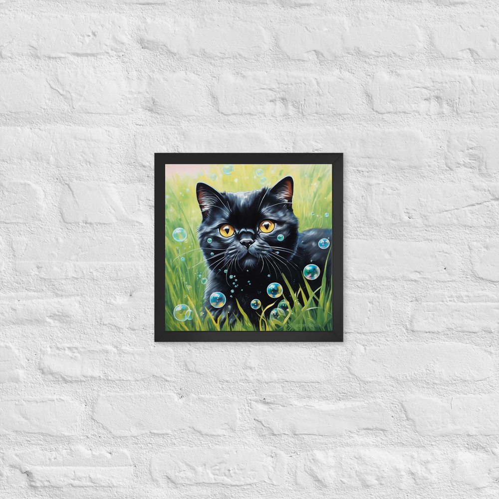 PugMug Custom Black Scottish Fold Cat Framed Print