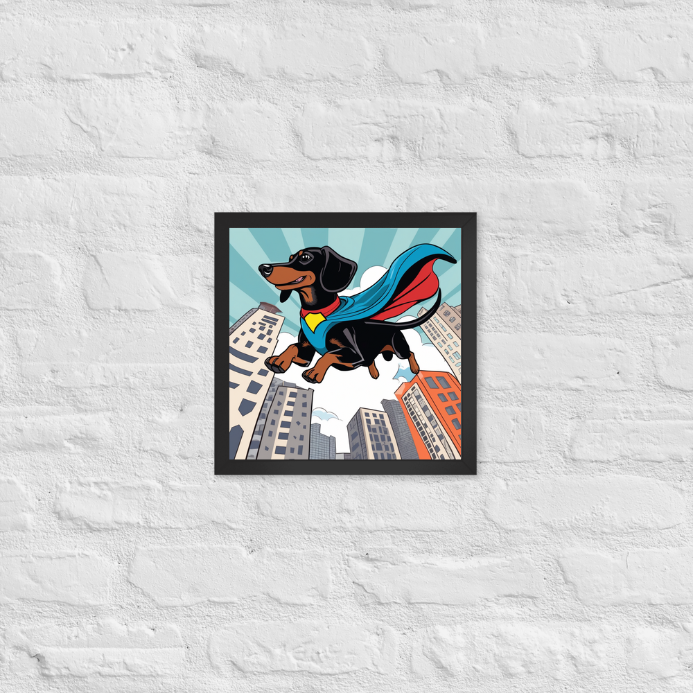 PugMug Custom Black Dachshund Framed Print