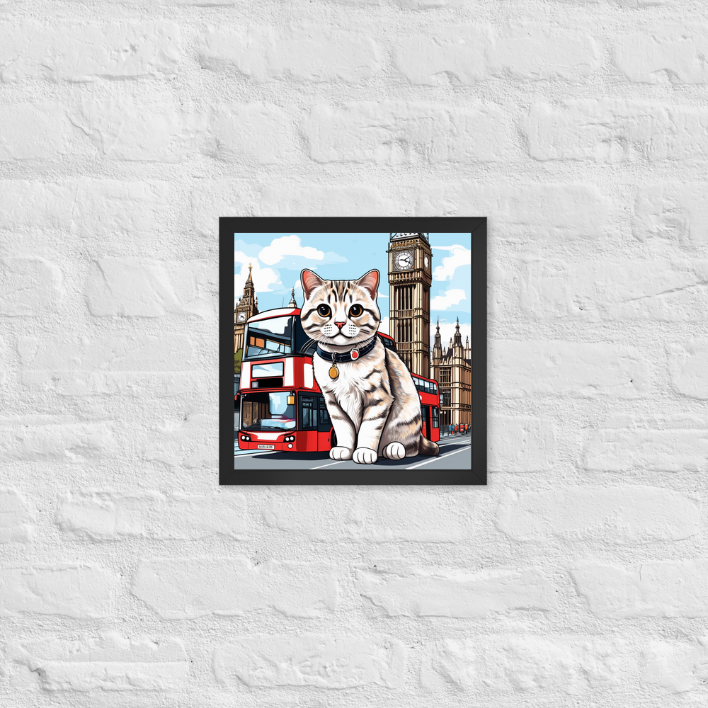 PugMug Custom Tabby Scottish Fold Cat Framed Print