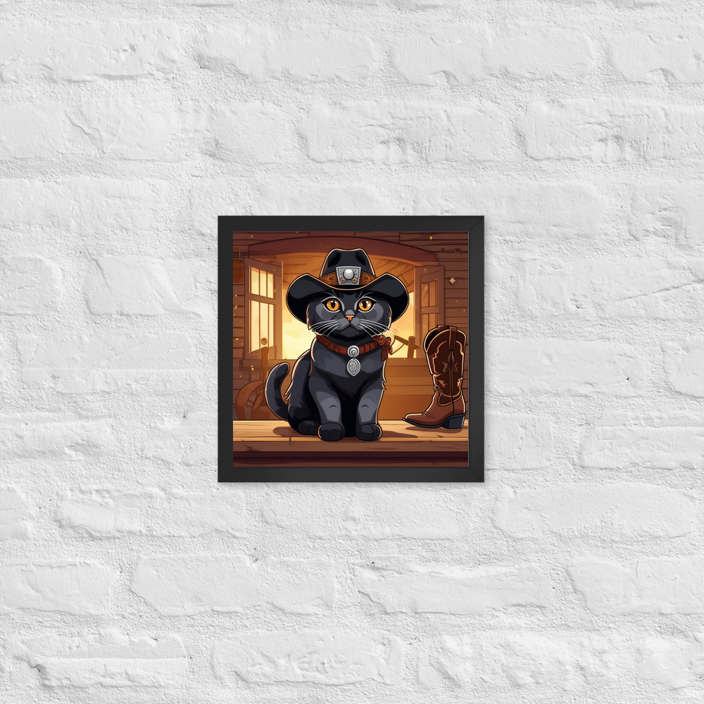 PugMug Custom Black Scottish Fold Cat Framed Print