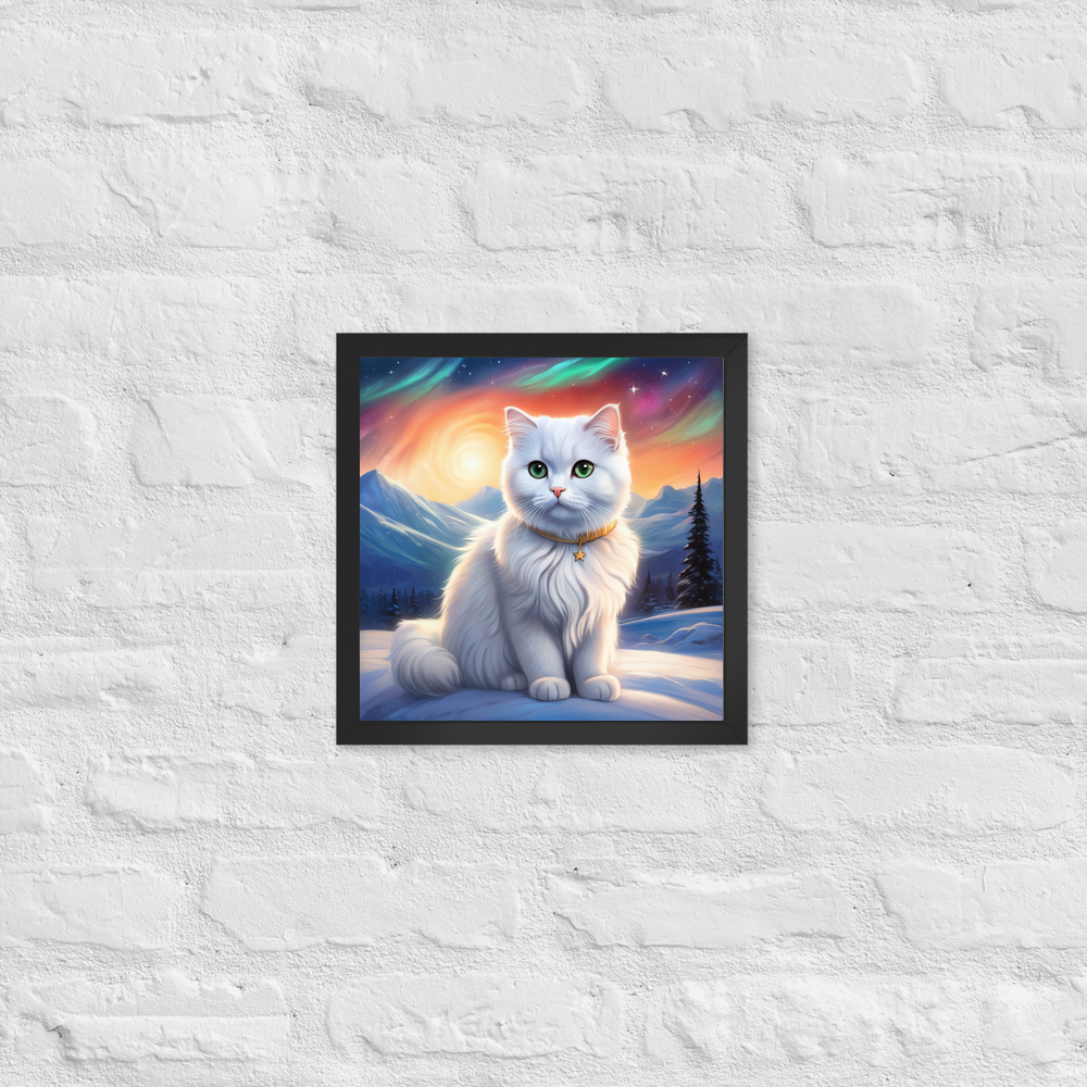 PugMug Custom White Scottish Fold Cat Framed Print