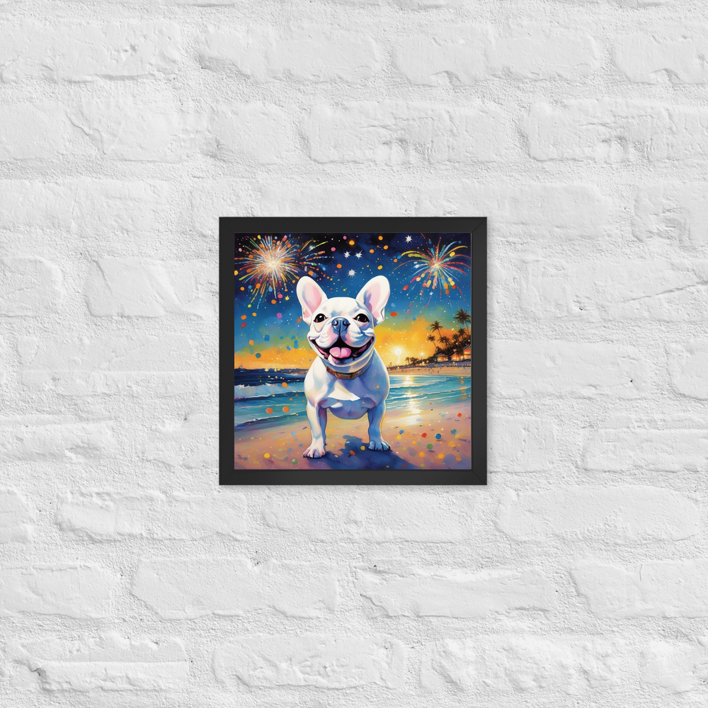 PugMug Custom White French Bulldog Framed Print