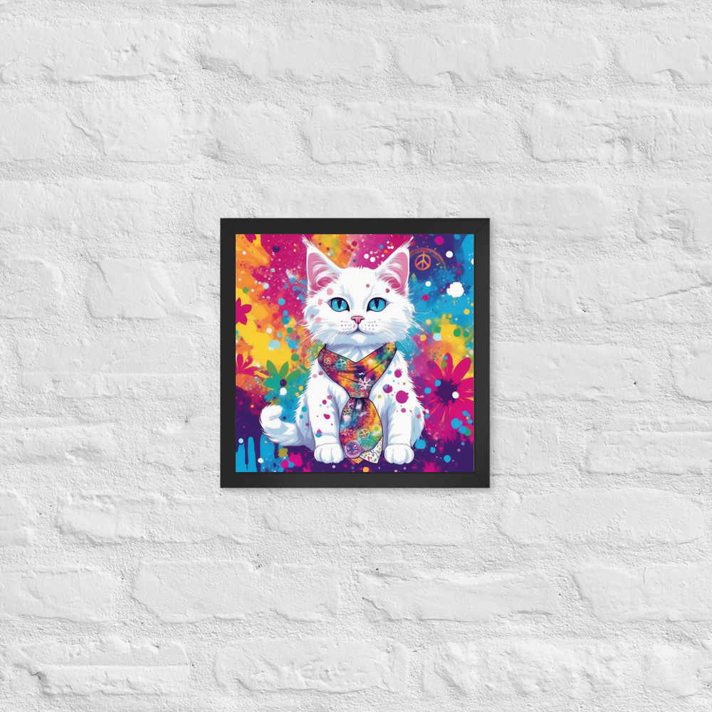 PugMug Custom White Companion Cat Framed Print