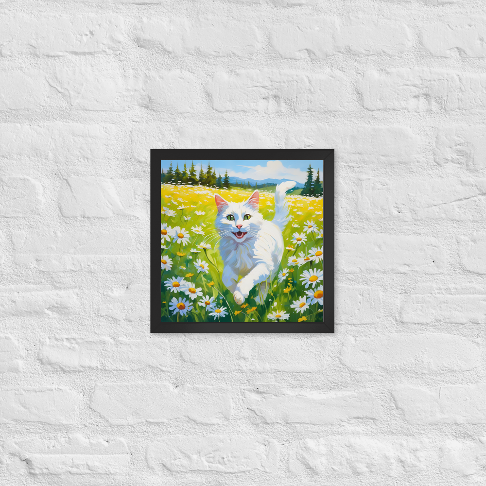 PugMug Custom White Companion Cat Framed Print
