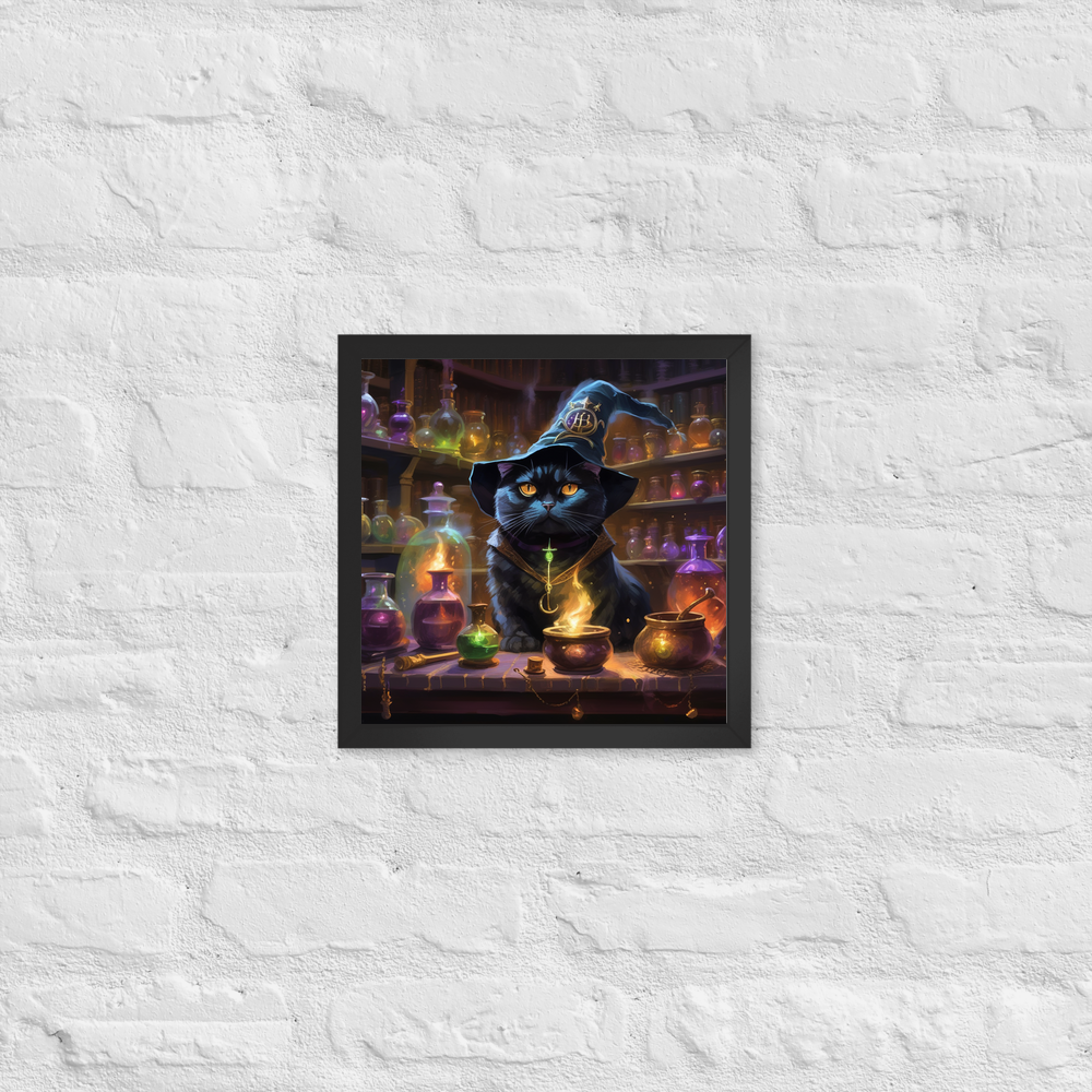 PugMug Custom Black Scottish Fold Cat Framed Print