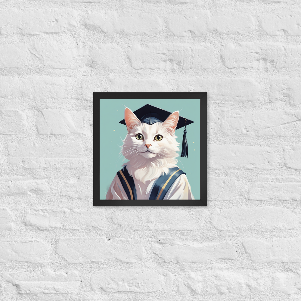 PugMug Custom White Companion Cat Framed Print