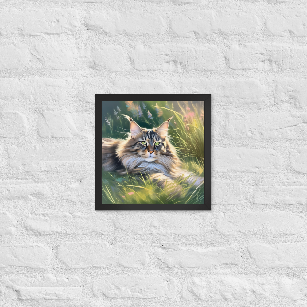 PugMug Custom Tabby Maine Coon Cat Framed Print