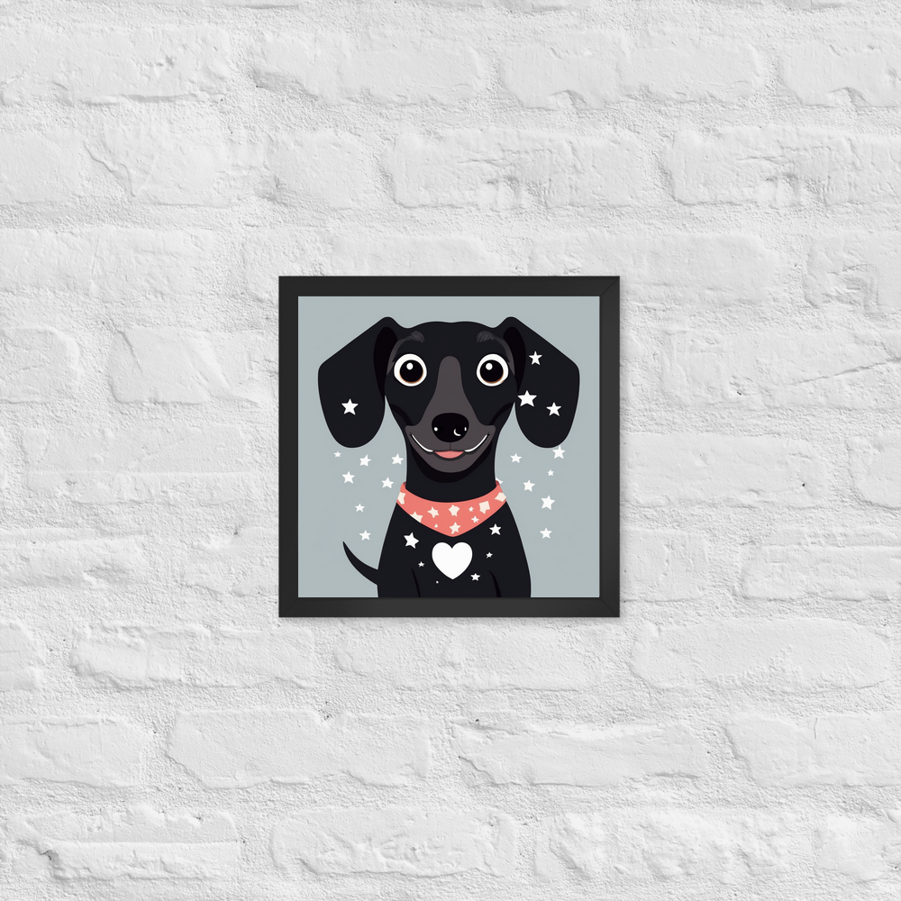 PugMug Custom Black Dachshund Framed Print
