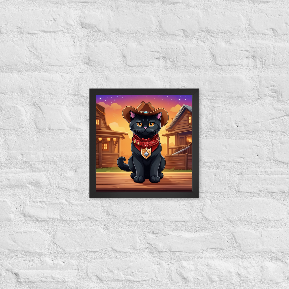 PugMug Custom Black British Shorthair Cat Framed Print