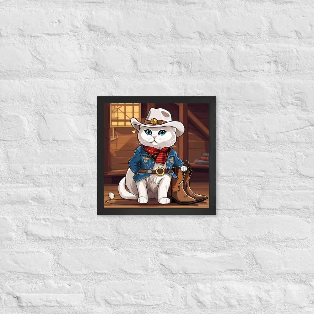 PugMug Custom White Scottish Fold Cat Framed Print