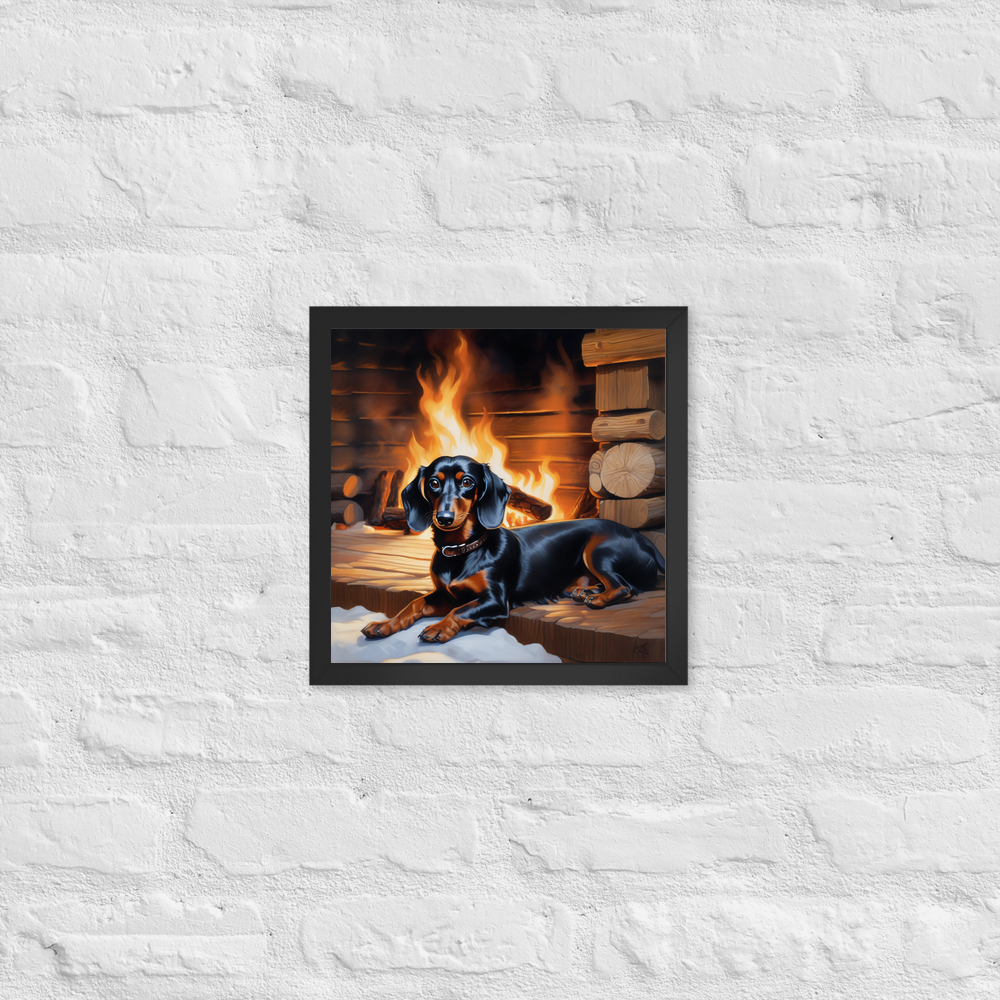 PugMug Custom Black Dachshund Framed Print