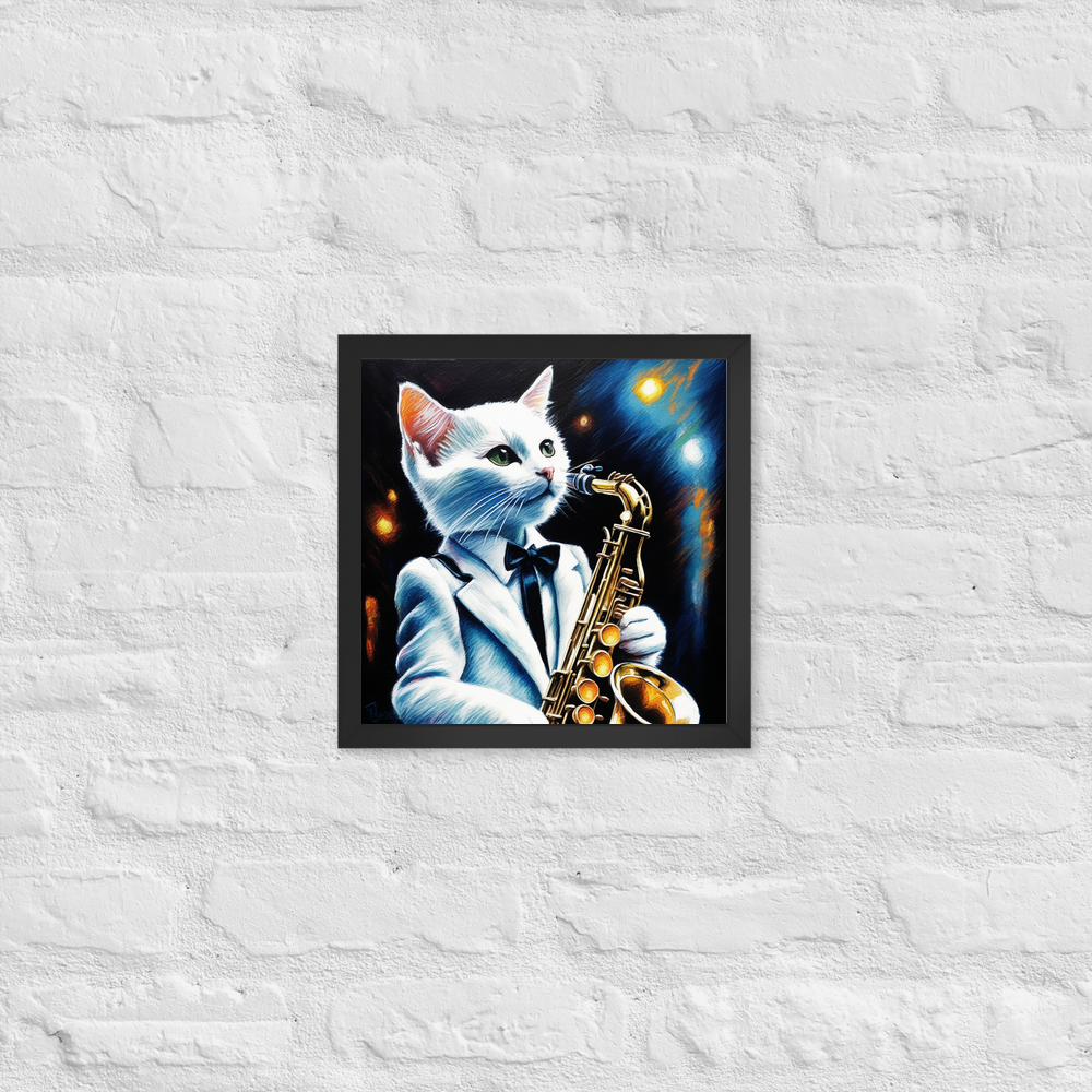 PugMug Custom White Companion Cat Framed Print