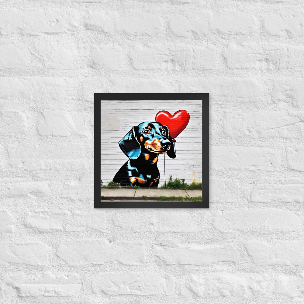PugMug Custom Black Dachshund Framed Print