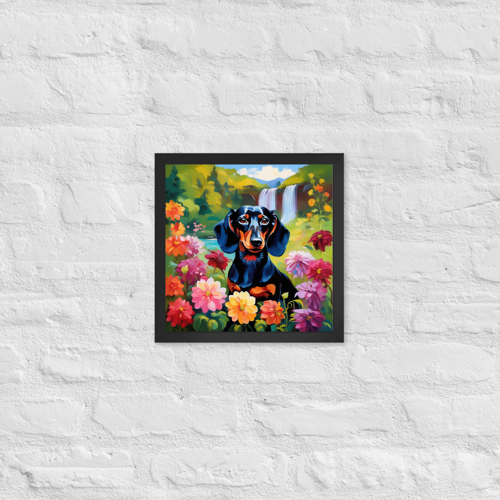 PugMug Custom Black Dachshund Framed Print