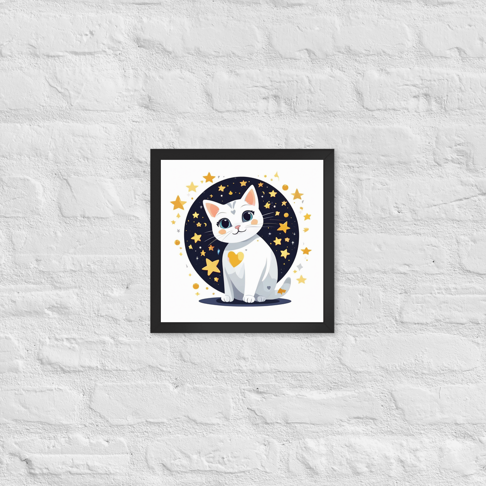PugMug Custom White Companion Cat Framed Print