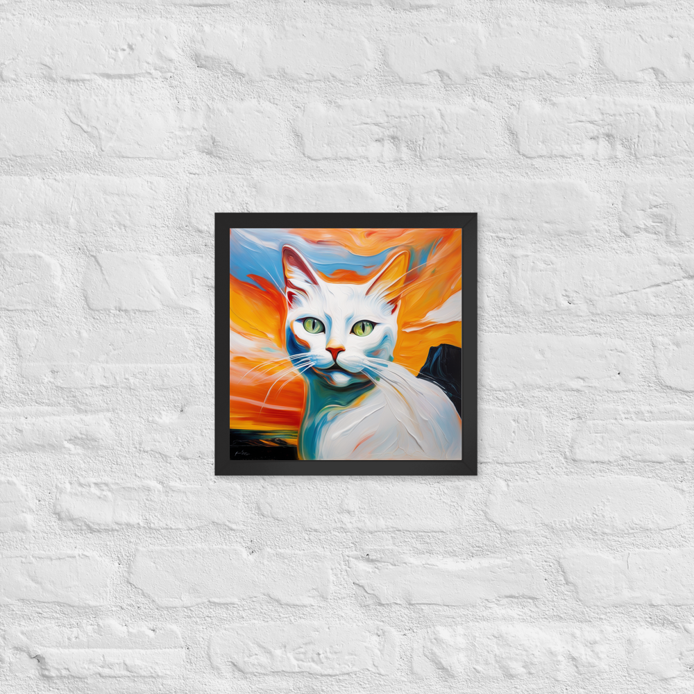 PugMug Custom White Companion Cat Framed Print