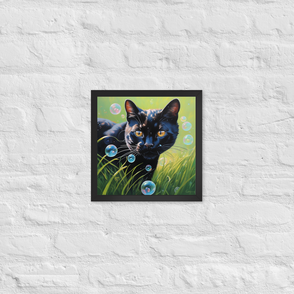 PugMug Custom Black Exotic Cat Framed Print