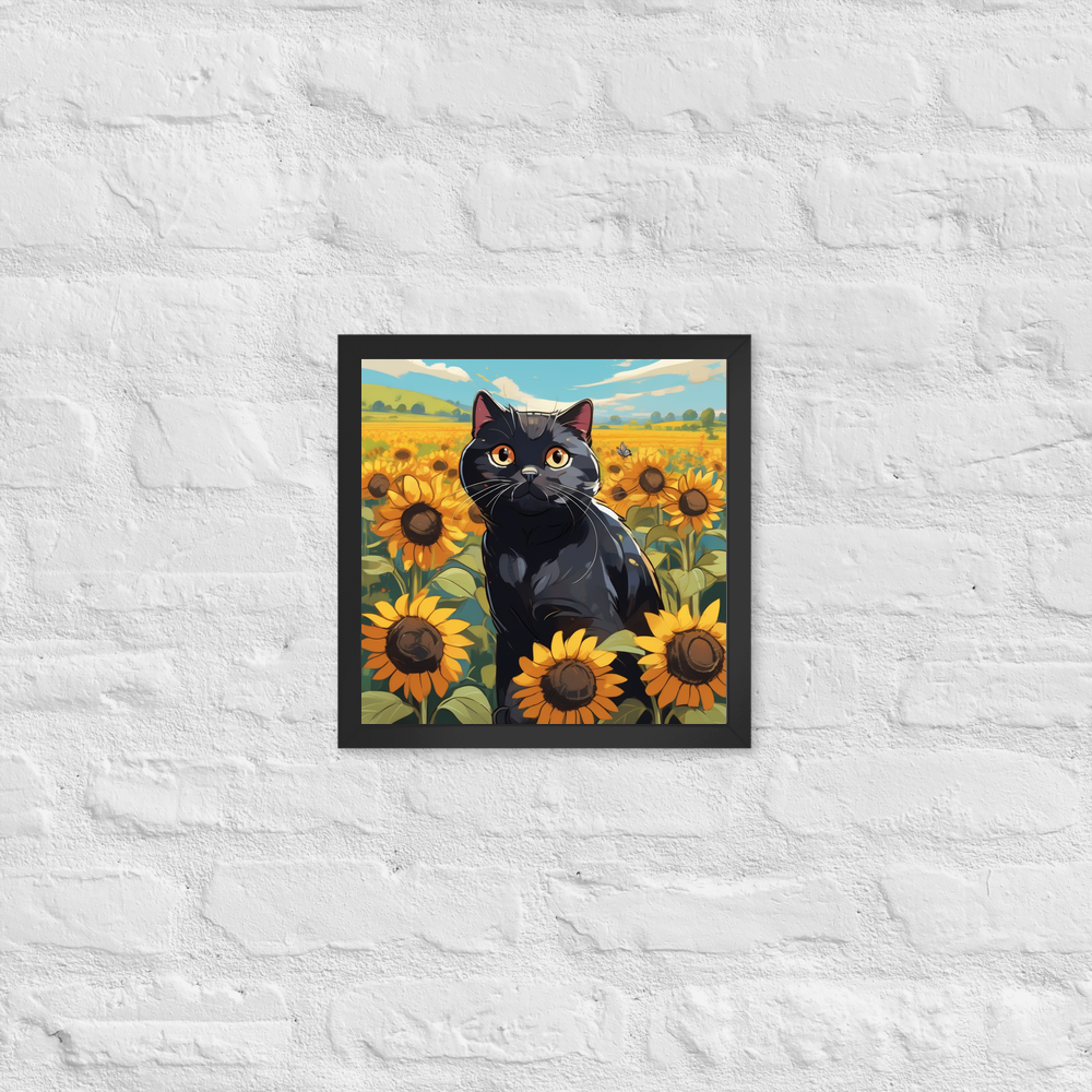 PugMug Custom Black Scottish Fold Cat Framed Print