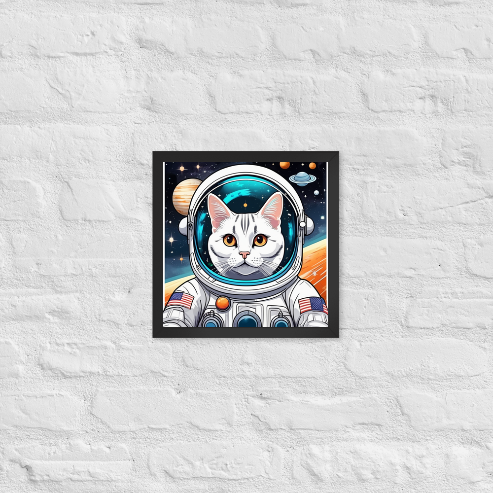 PugMug Custom White American Shorthair Cat Framed Print